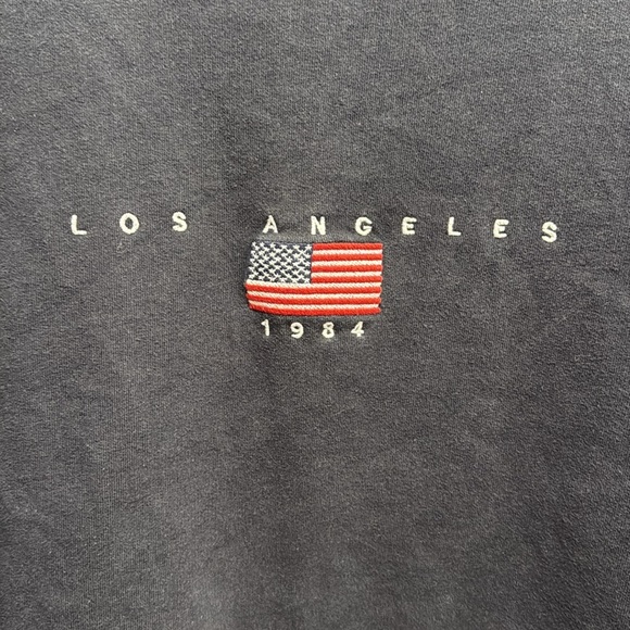 John Galt Los Angeles 1984 Sweatshirt USA Flag Graphic Navy Crewneck O/S B-1 - Picture 4 of 6